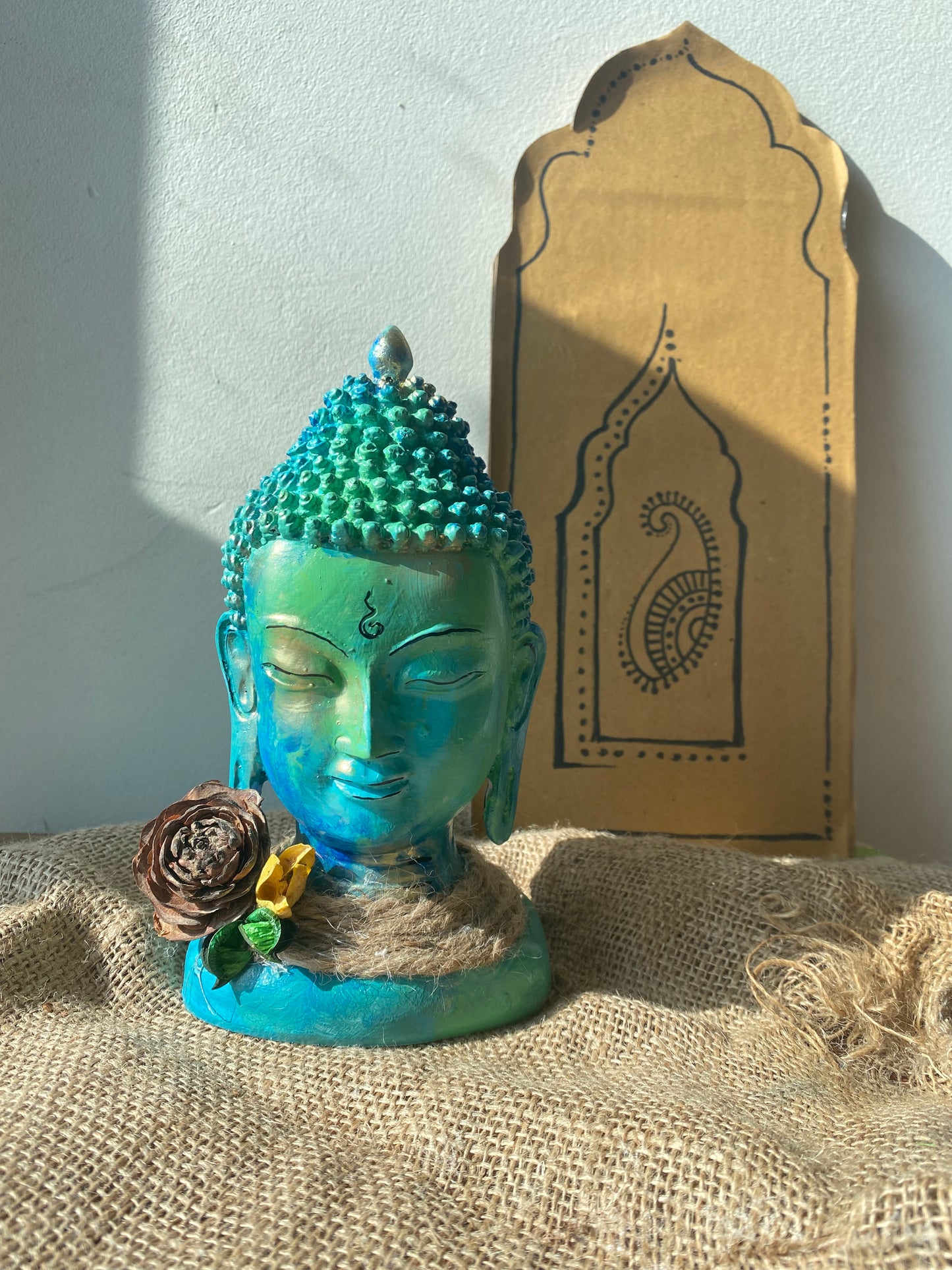 Ocean Calm β Handcrafted Polyresin Buddha Head in Aqua & Teal ππΏ