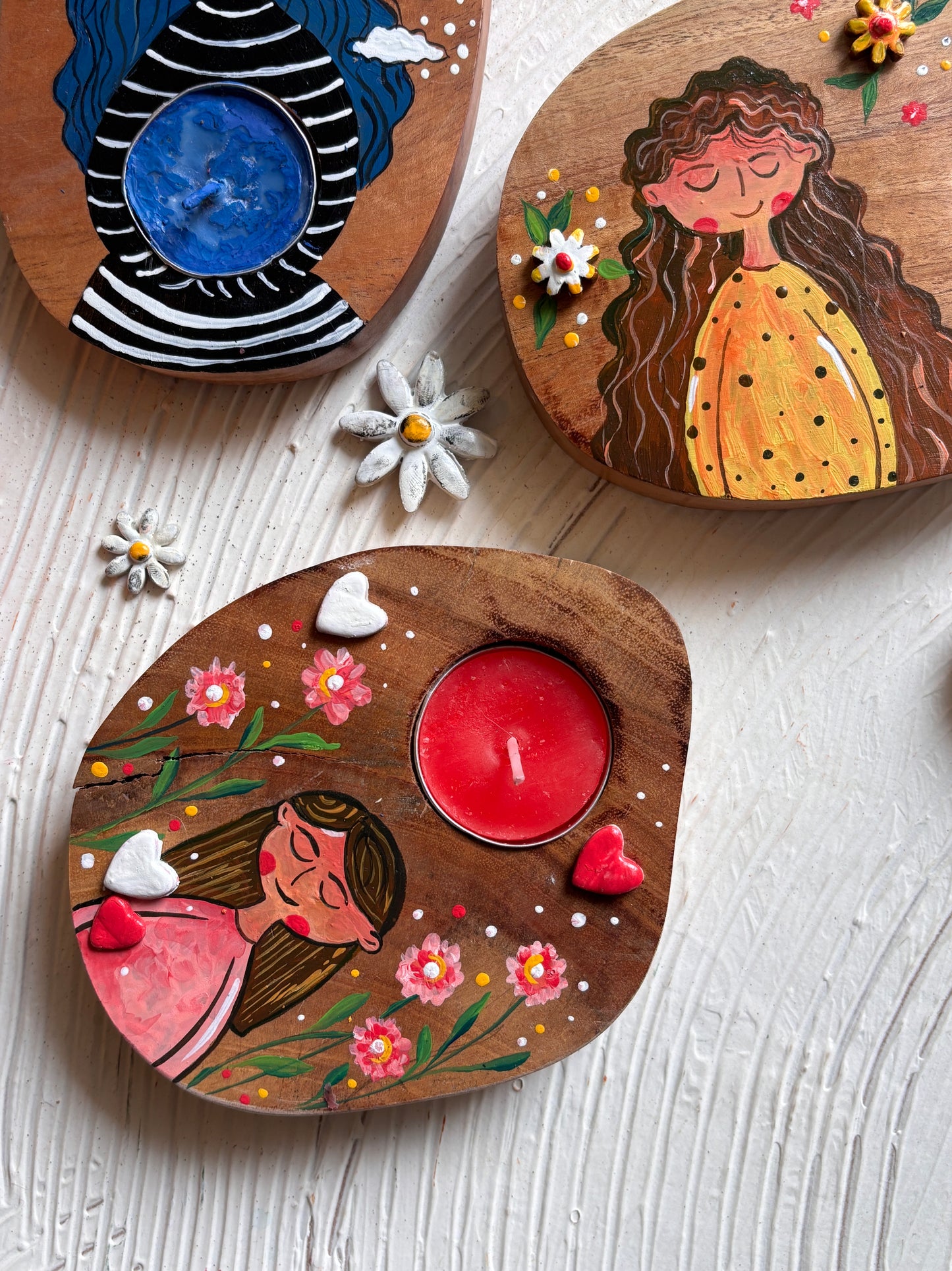 Hand-Painted Tealight Holders β Whimsical Women & Warm Glows π―οΈβ¨