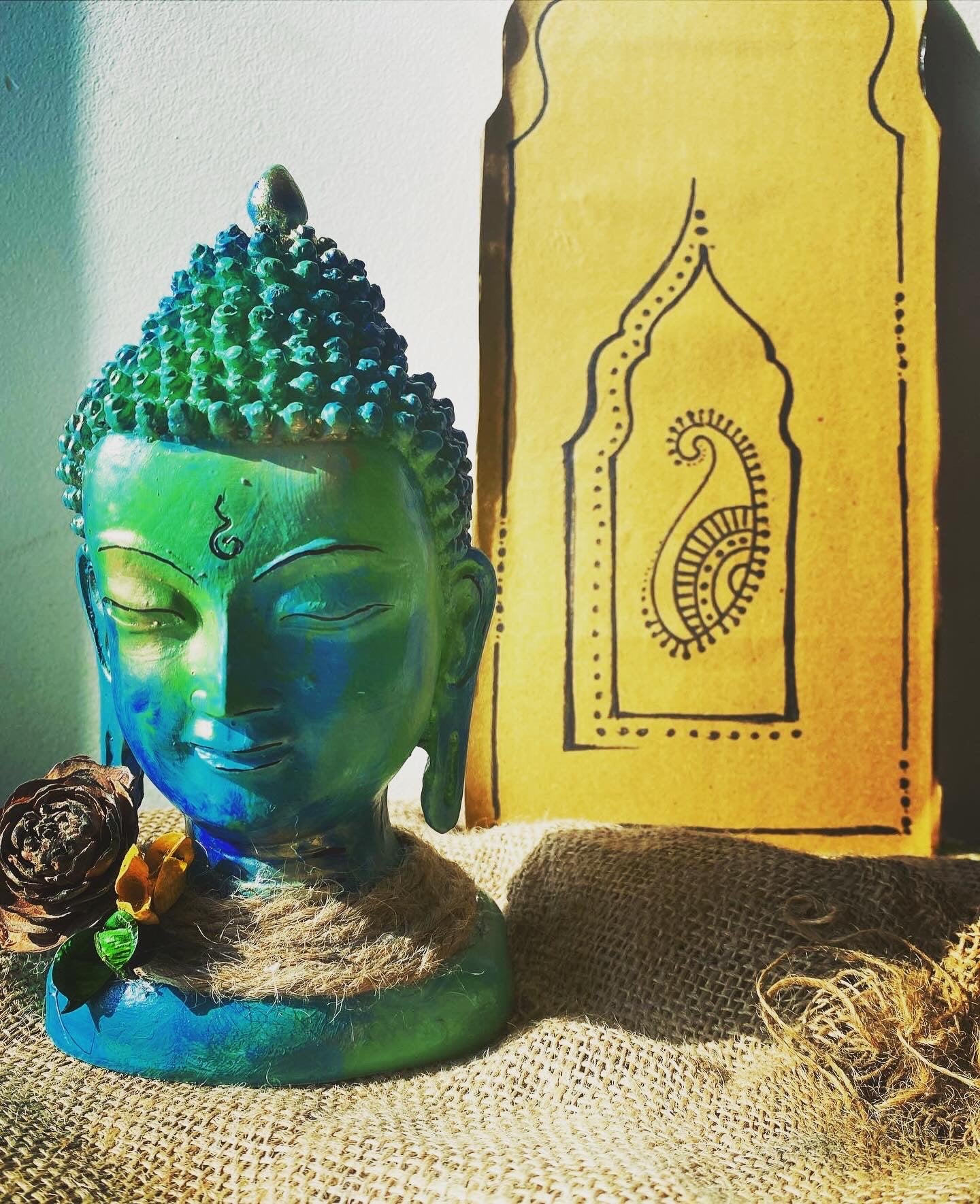 Ocean Calm – Handcrafted Polyresin Buddha Head in Aqua & Teal 💙🌿