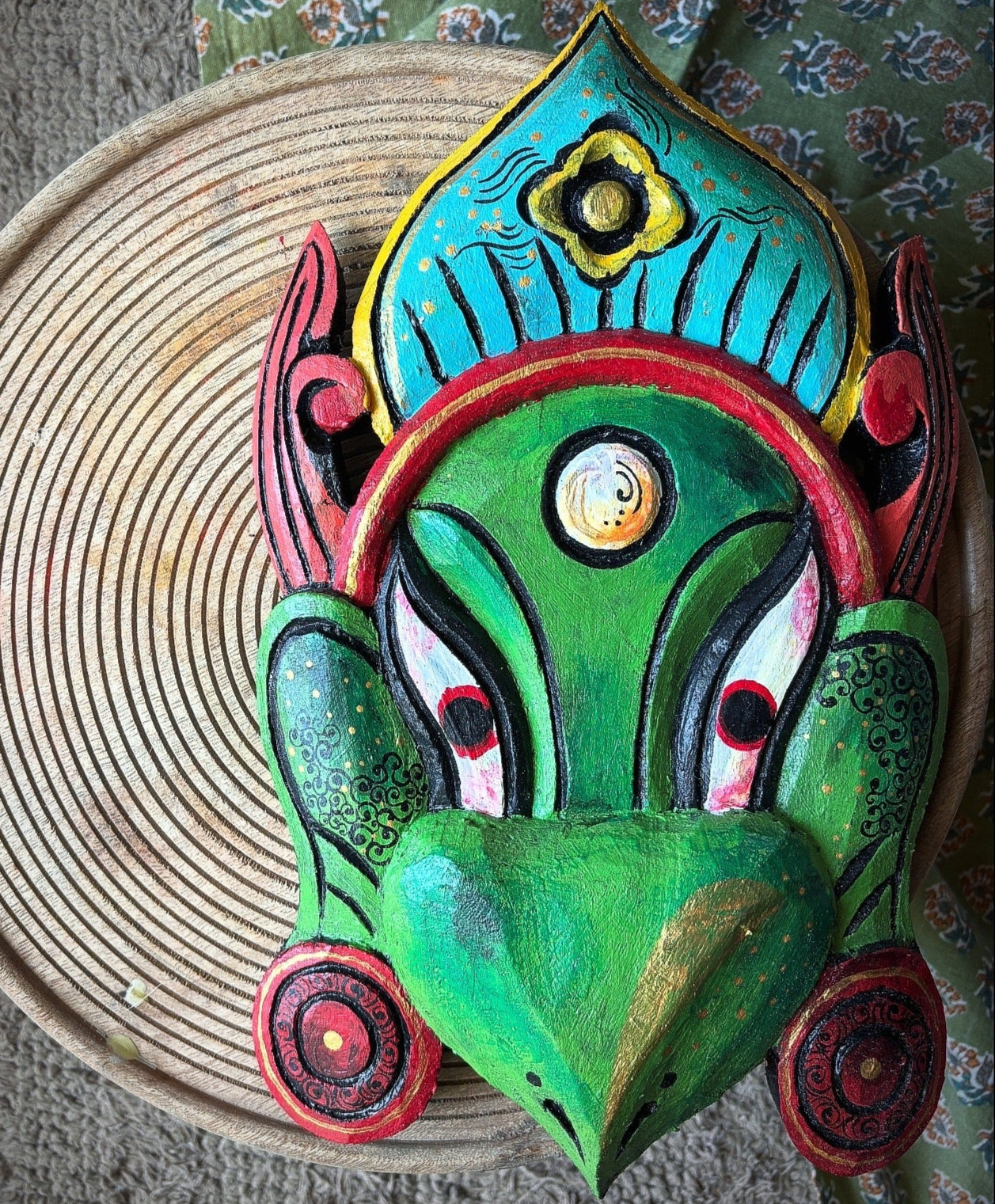 Handcrafted Garuda Himalayan Mask – Power, Protection & Sacred Energy 🦅🌺