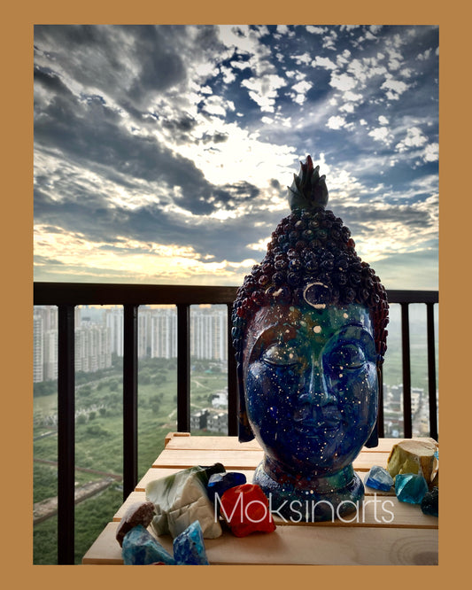 “Galactic Tranquility” – Celestial Buddha Head by Moksin Arts 🌌