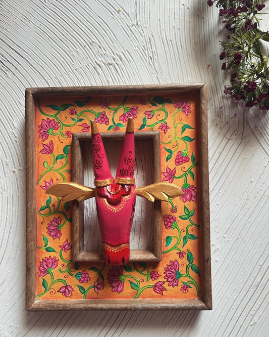 Handcrafted Wooden Bull Head Frame – A Fusion of Tradition & Art 🎨✨