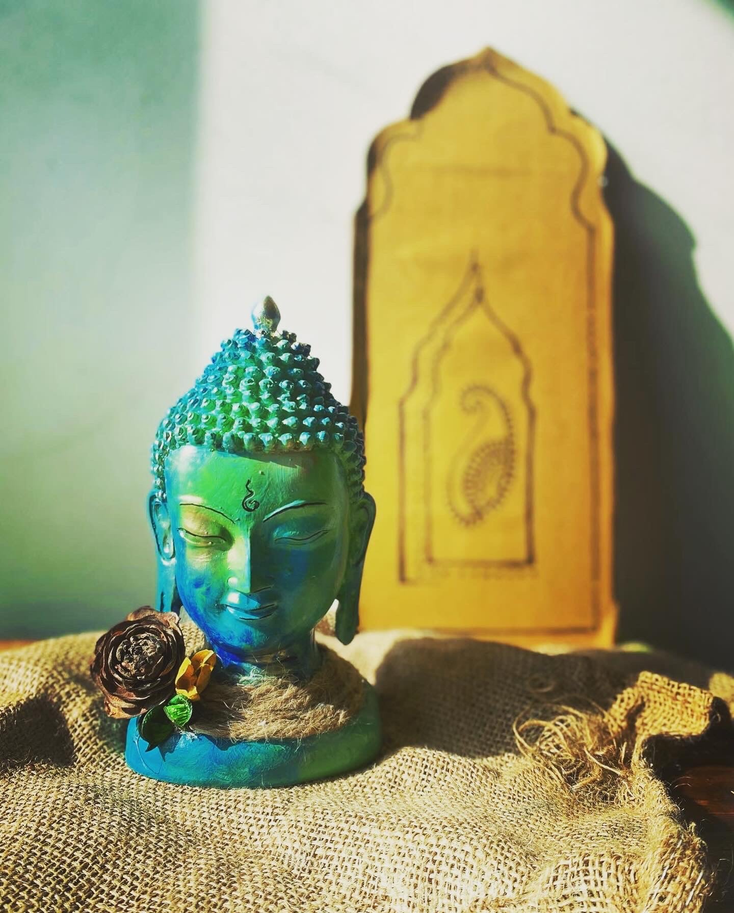 Ocean Calm – Handcrafted Polyresin Buddha Head in Aqua & Teal 💙🌿