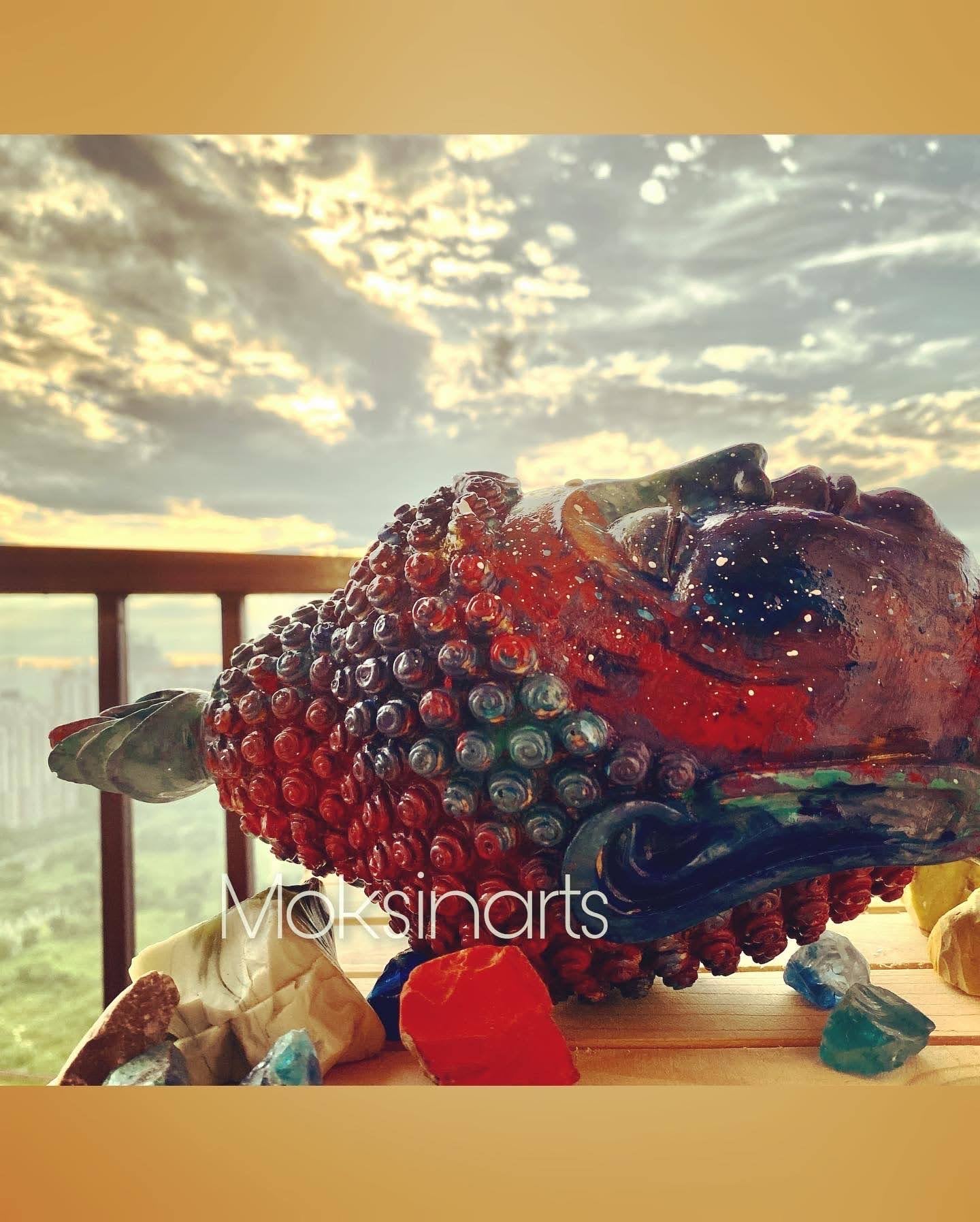“Galactic Tranquility” – Celestial Buddha Head by Moksin Arts 🌌