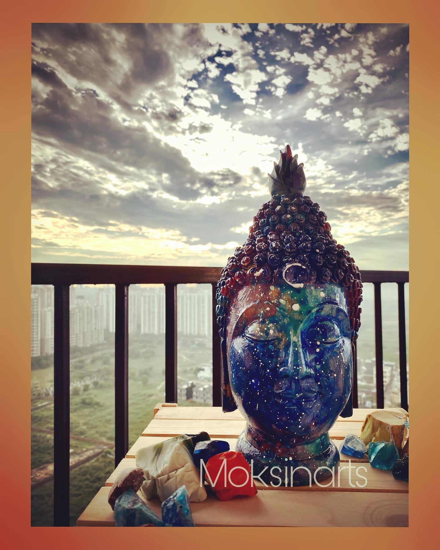 “Galactic Tranquility” – Celestial Buddha Head by Moksin Arts 🌌